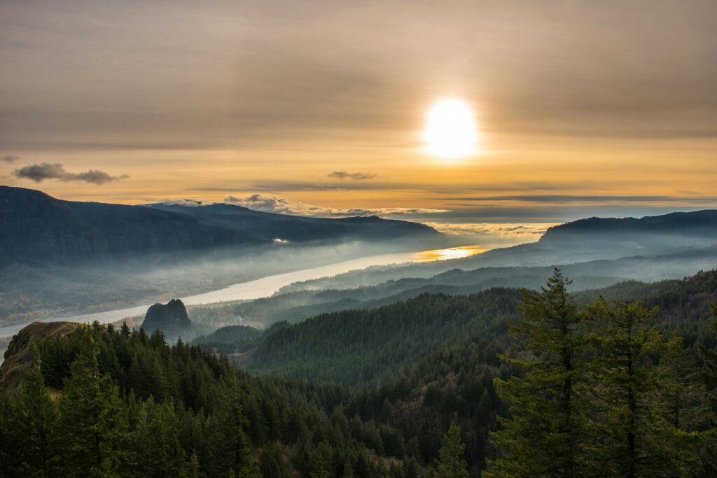 The Columbia River Gorge in Oregon in an electric vehicle